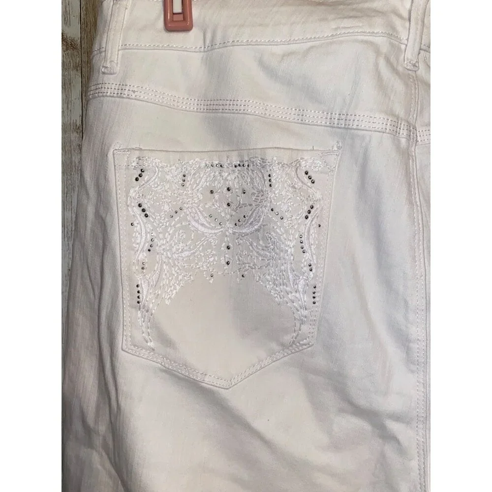 Women's Gloria Vanderbilt White Denim Cropped Capris Jeans 18W Slimming Effect - Picture 13 of 16